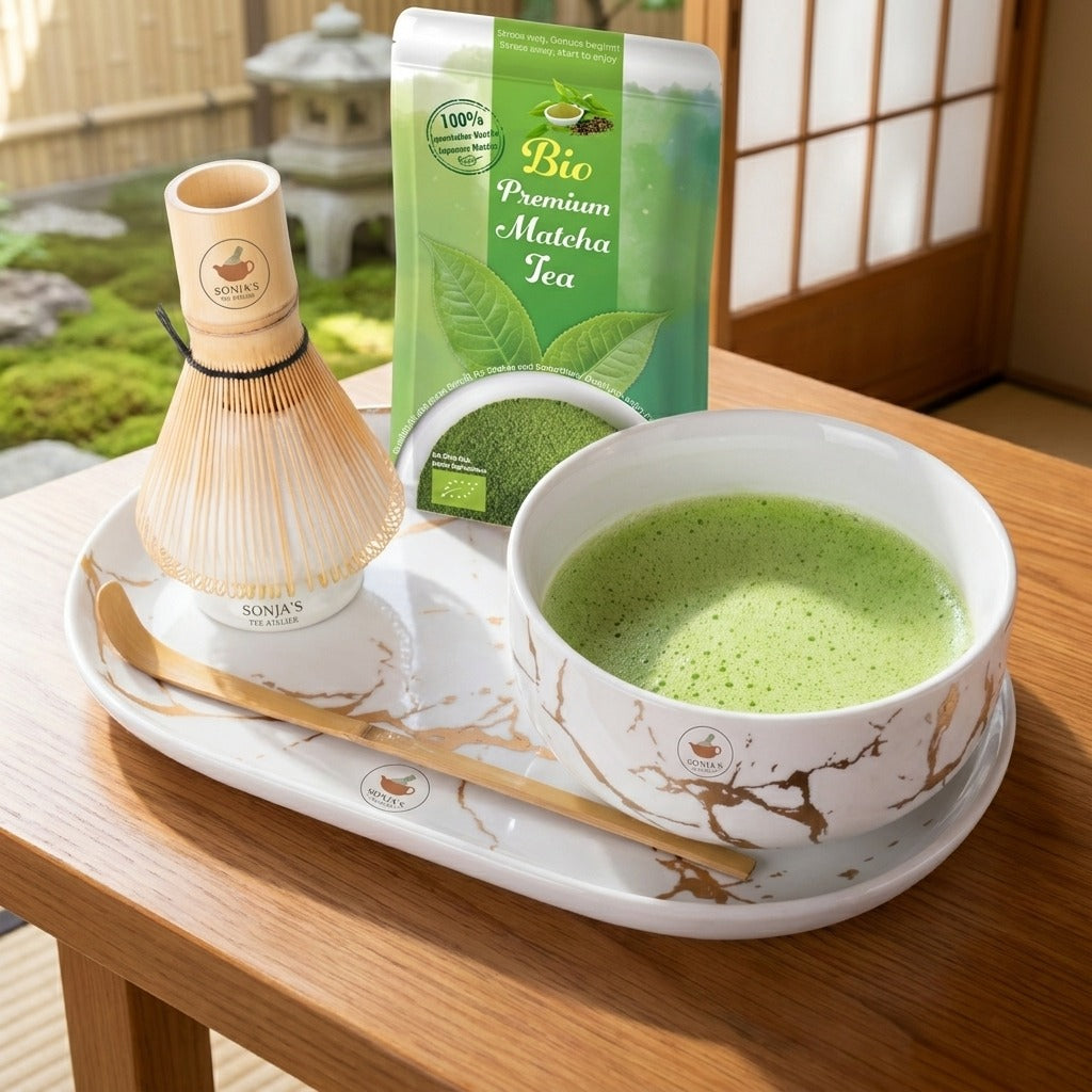Matcha Green Tea Set Howaito including tea & tray gift