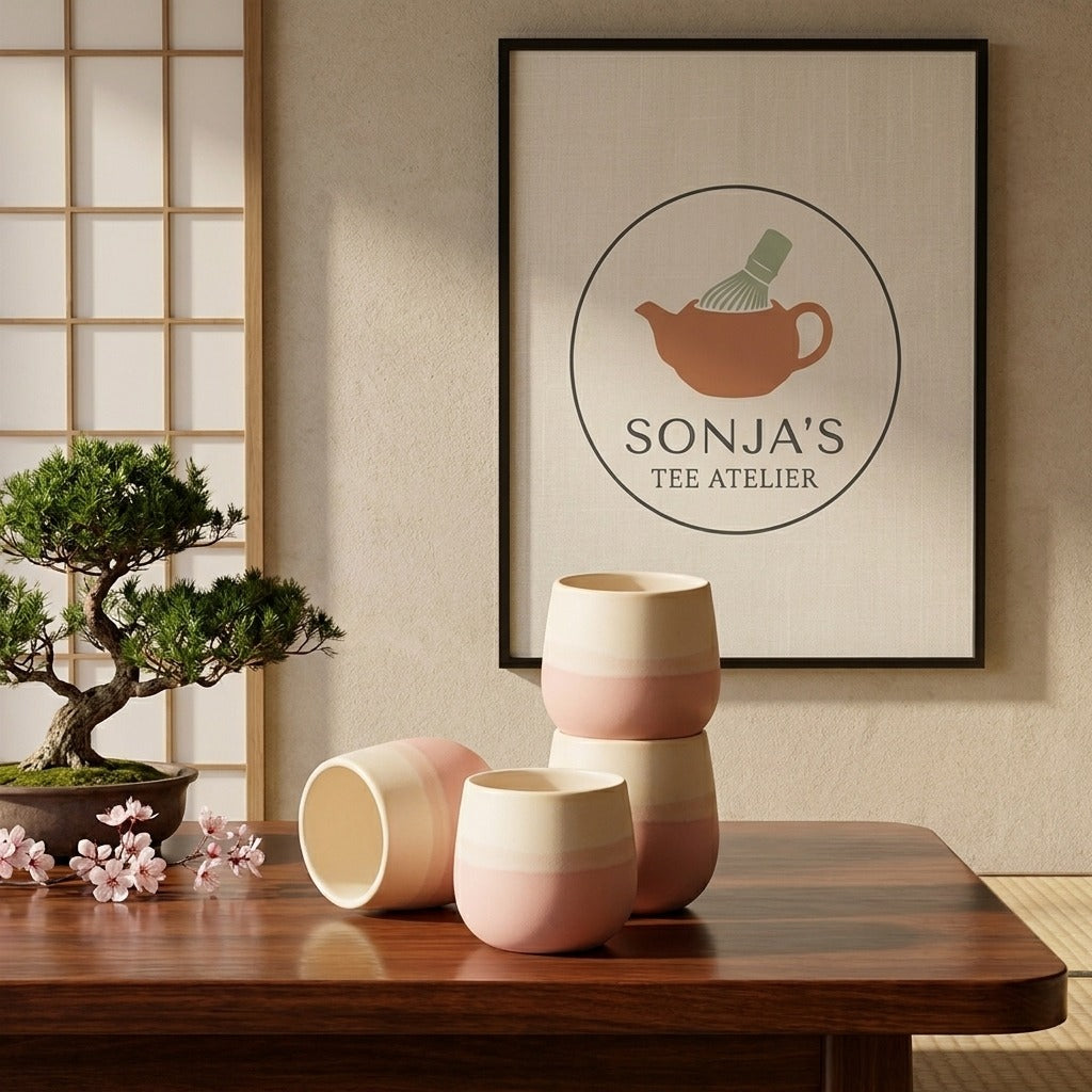 Service à thé en céramique japonaise « Aube » (4 pièces)