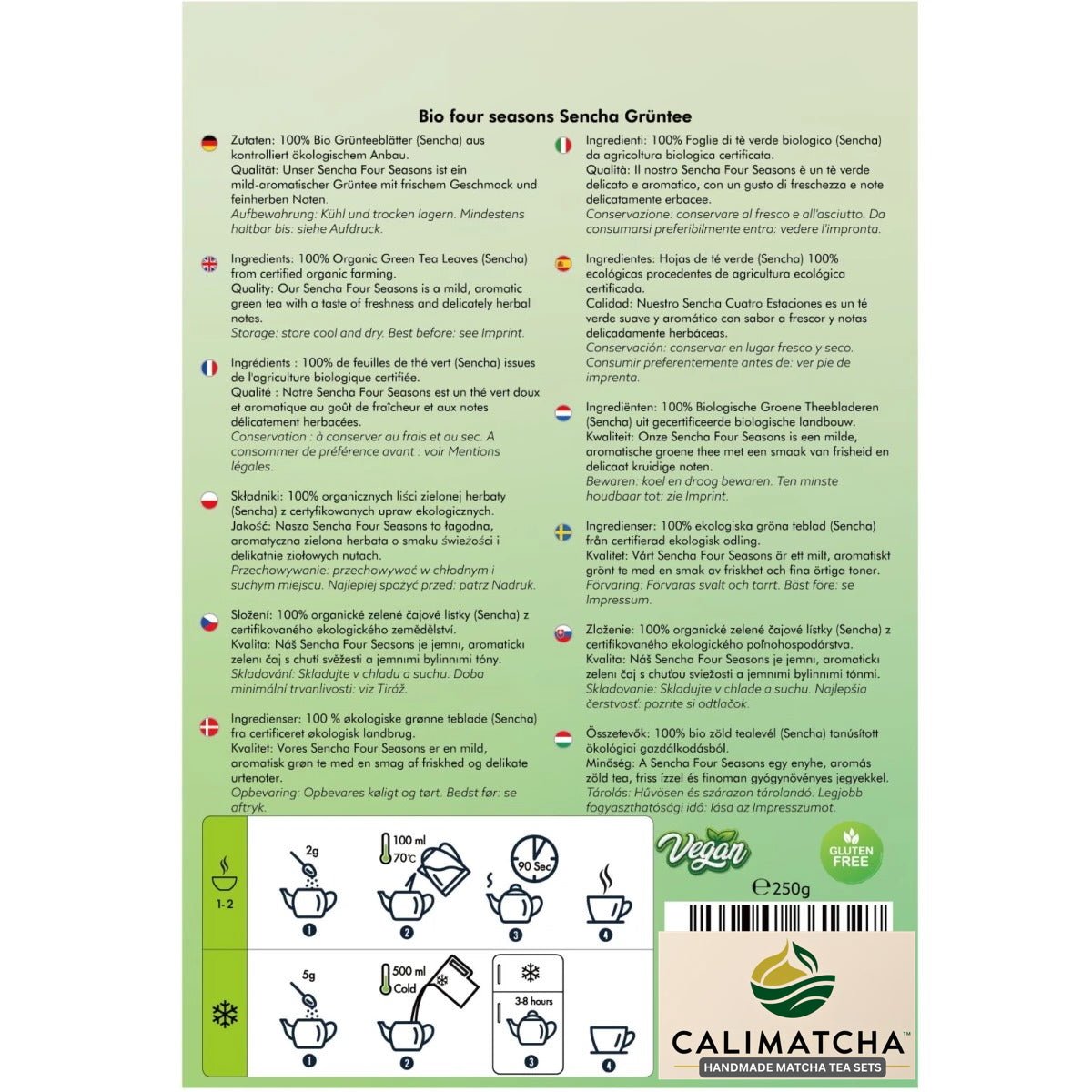 Bio Sencha Grüntee Four Seasons, 250g - Calitronshop.com