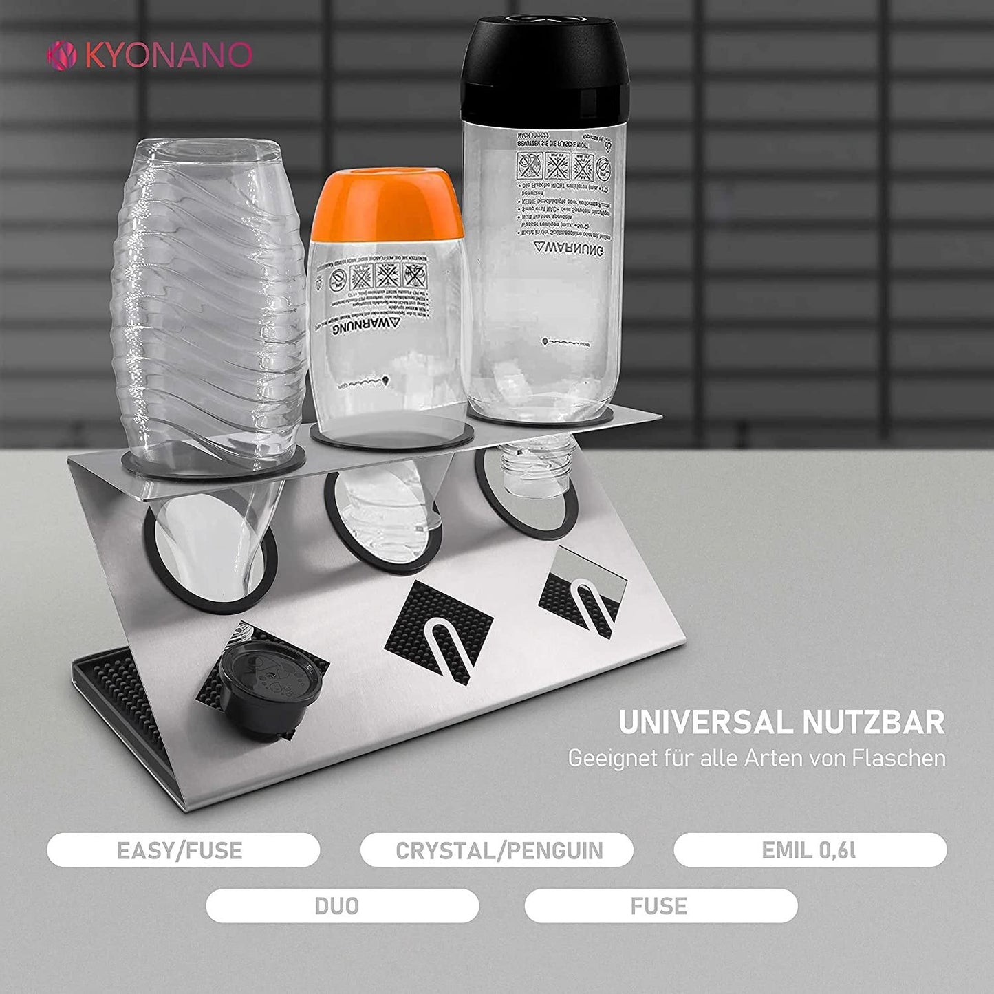 Flaschenhalter Edelstahl für 3 Flaschen Z- Silber Sodastream - Calitronshop.com