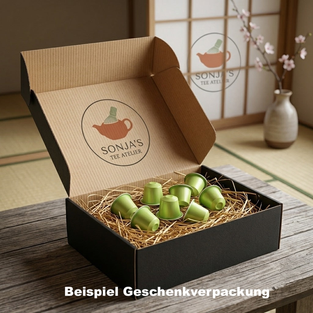 Geschenk Verpackung mattschwarz, Innen: Holzwolle