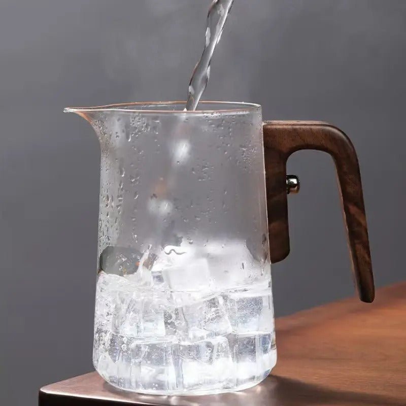 Glas Magic Teekanne mit Holzgriff, Magnetisches Ein - Klick - Brauen 800ml - Calitronshop.com