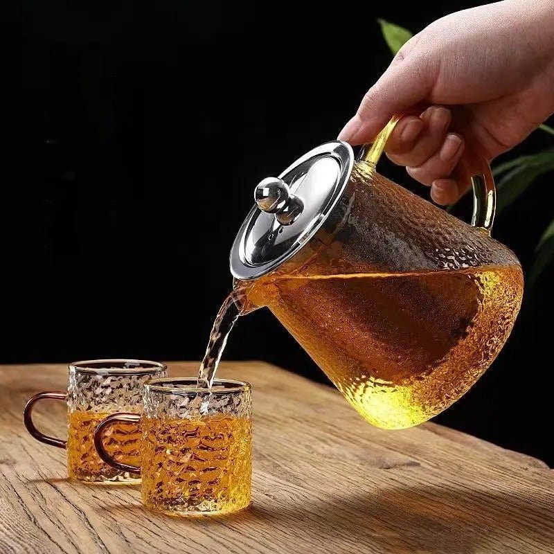 Hochwertige Borosilikatglas - Teekanne gehämmertes Glas 750ml - Calitronshop.com