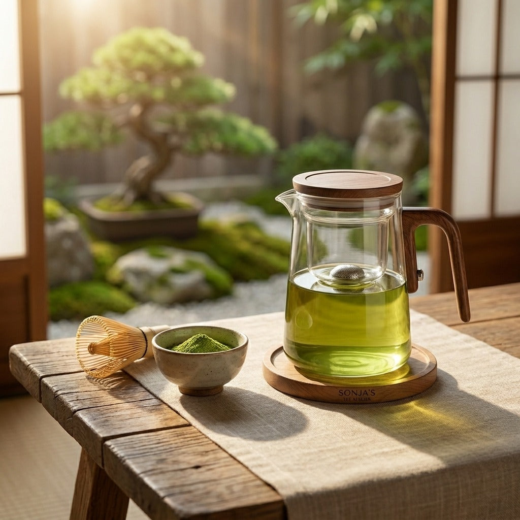 Glass Magic Teapot with wooden handle, magnetic one-click brewing, 800ml