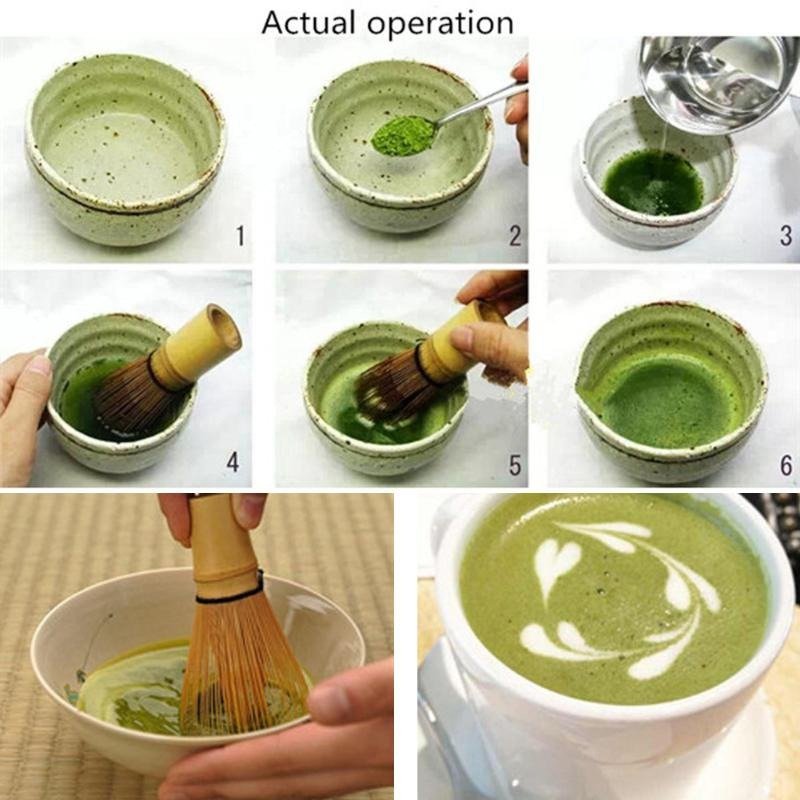 Matcha Grün Tee Set inkl. Matcha Besen - Black Marmor - Calitronshop.com