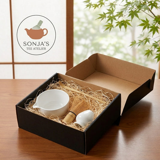 Matcha Latte Grün Tee Set Tamago Spout inkl. Matcha Besen Geschenk Idee