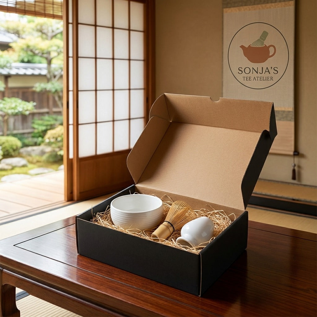 Matcha Latte Grün Tee Set Tamago Spout inkl. Matcha Besen Geschenk Idee