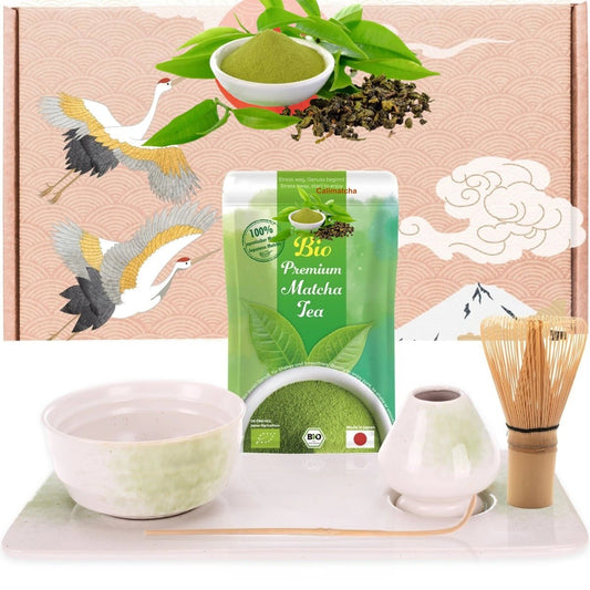 Tee Set Matcha"Tamago" mit 30g Matchatee und Tablett - Calitronshop.com
